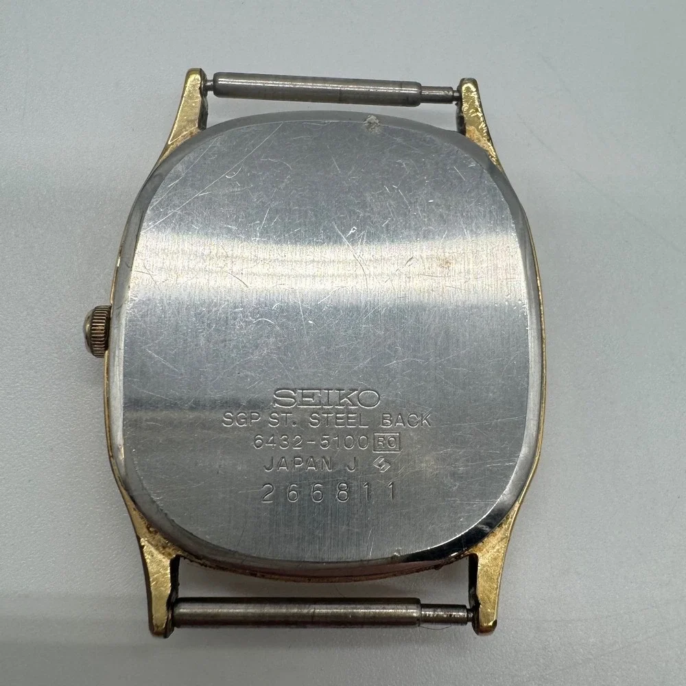 Vintage Seiko Quartz 6432-5100 Gold Tone Watch Head Parts Only